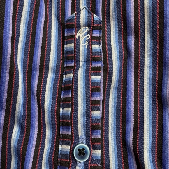 Robert Graham Rare Dragons Pattern Mens Shirt Size XL Purple Blue Flip Cuffs - Picture 7 of 13
